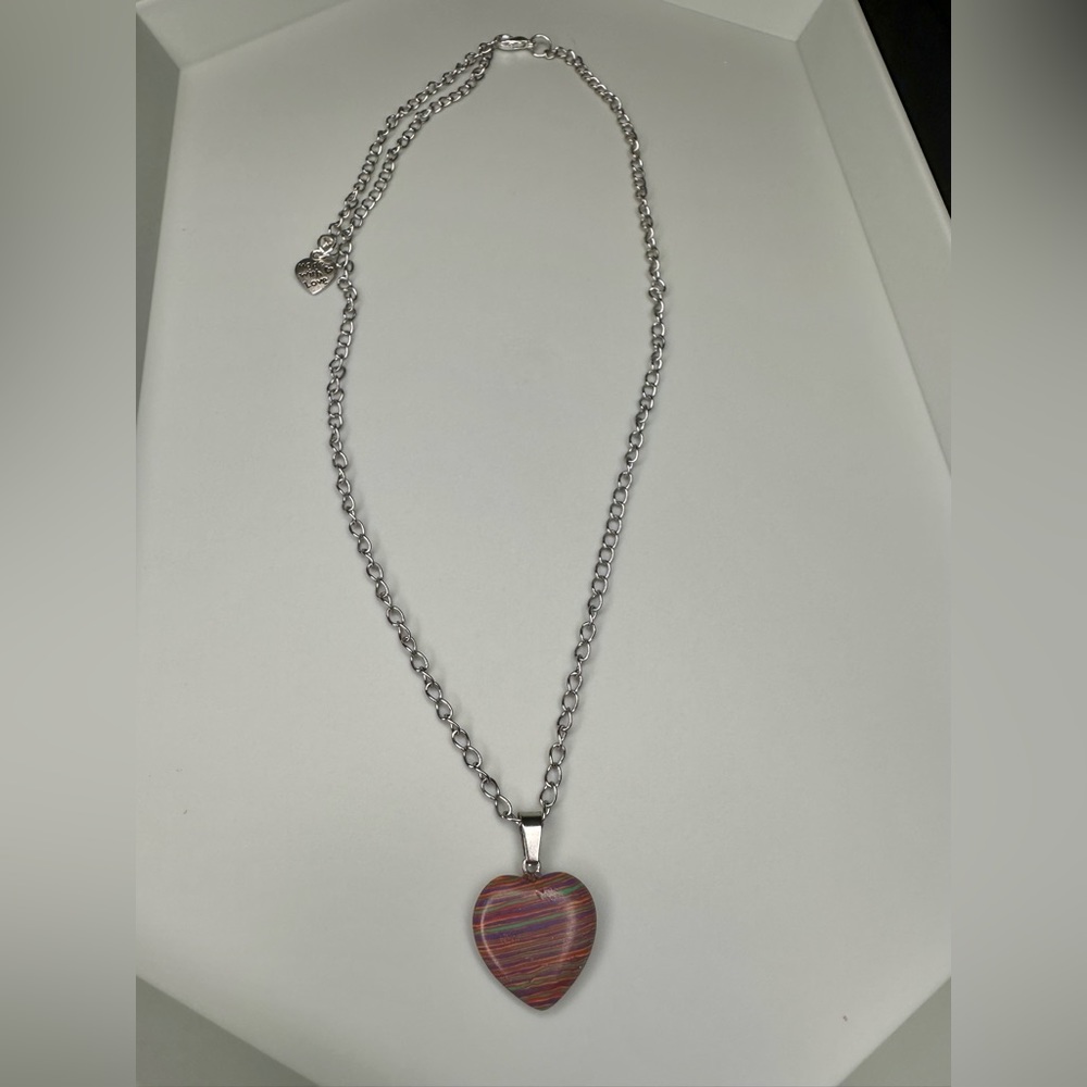 Handmade Necklace with Colorful Heart Pendant